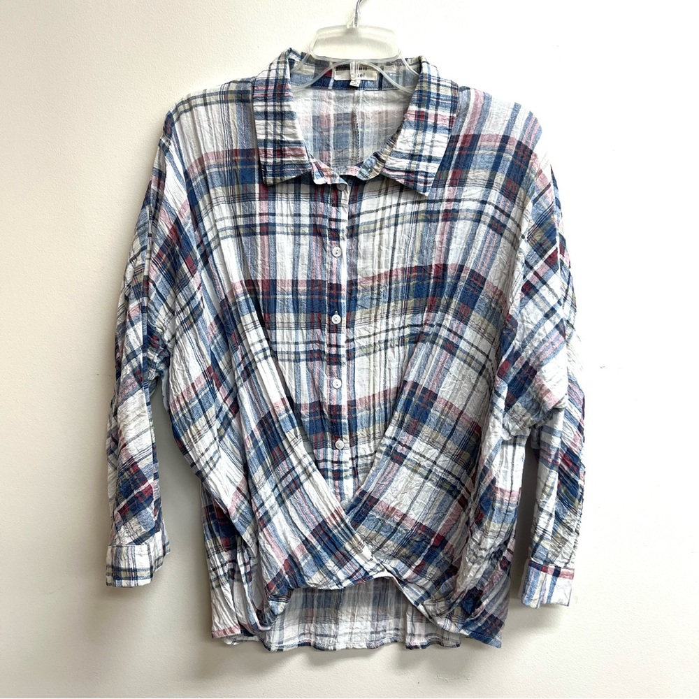 Easel oversized plaid top small